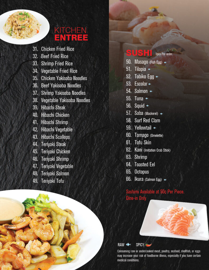 Menu Sushi King